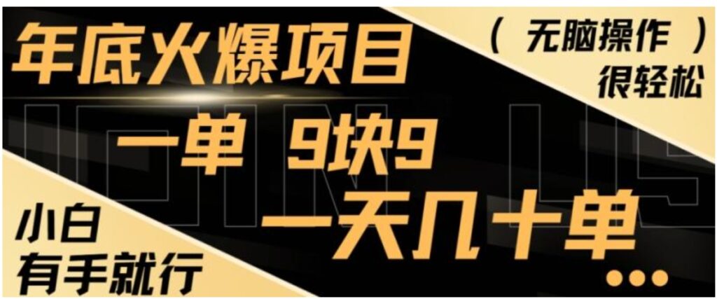 年底火爆项目，一单9.9，一天几十单，只需一部手机，傻瓜式操作，小白有手就行-大源资源网