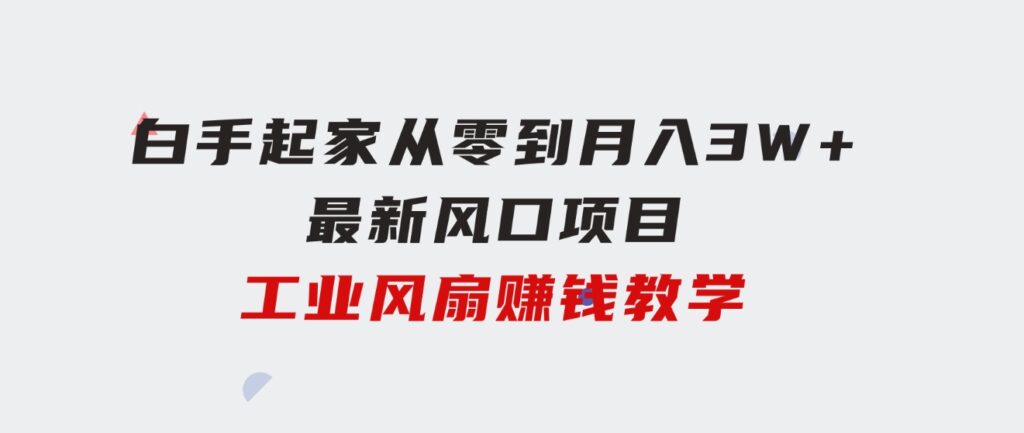 白手起家从零到月入3W+，最新风口项目-工业风扇赚钱教学-大源资源网