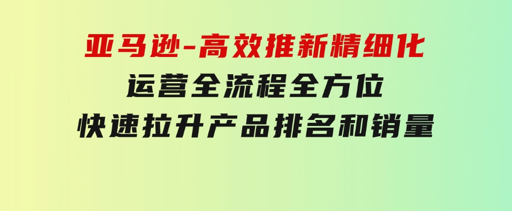 亚马逊-高效推新精细化运营全流程，全方位、快速拉升产品排名和销量-大源资源网