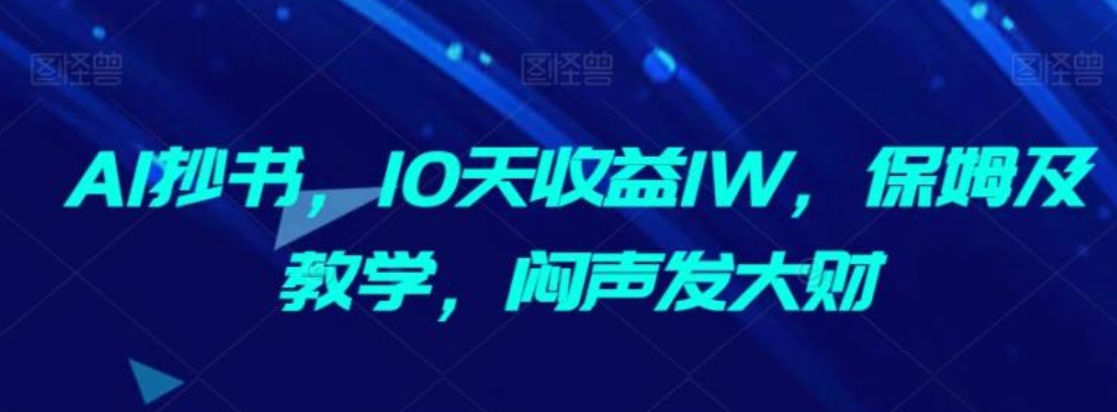 AI抄书，10天收益1W，保姆及教学，闷声发大财-大源资源网