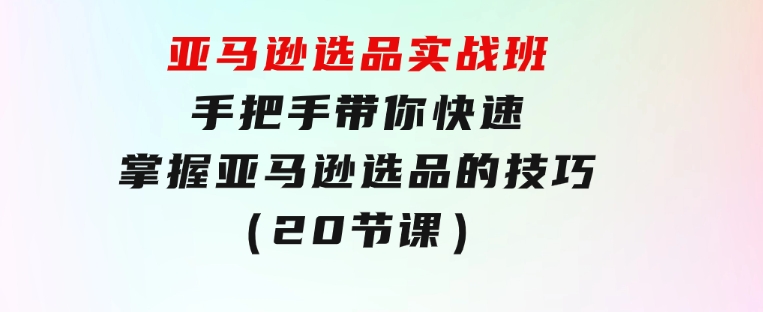 亚马逊选品实战班，手把手带你快速掌握亚马逊选品的技巧（20节课）-大源资源网