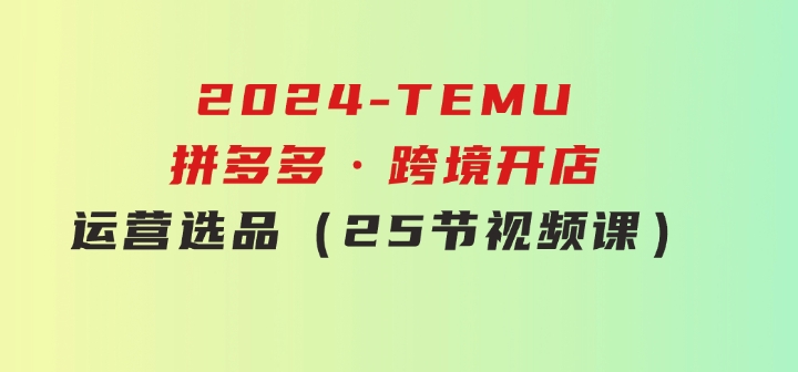 2024-TEMU拼多多·跨境开店、运营、选品（25节视频课）-大源资源网