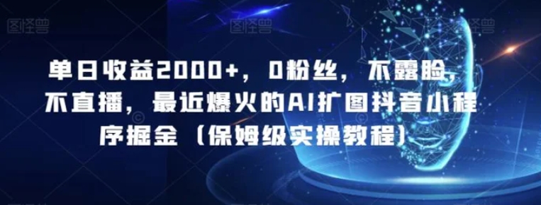 单日收益2000+，0粉丝，不露脸，不直播，最近爆火的AI扩图抖音小程序掘金-大源资源网