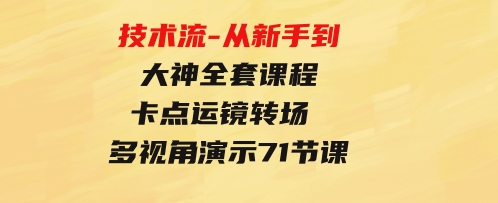 技术流-从新手到大神全套课程，卡点运镜转场多视角演示通俗易懂-71节课-大源资源网