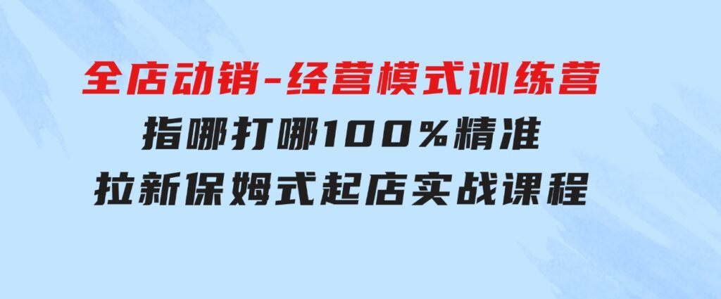 全店动销-经营模式训练营，指哪打哪100%精准拉新保姆式起店实战课程-大源资源网