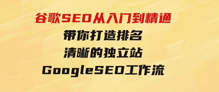 谷歌SEO从入门到精通带你打造排名清晰的独立站+GoogleSEO工作流-大源资源网