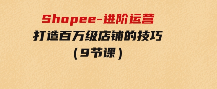 Shopee-进阶运营：打造百万级店铺的技巧（9节课）-大源资源网