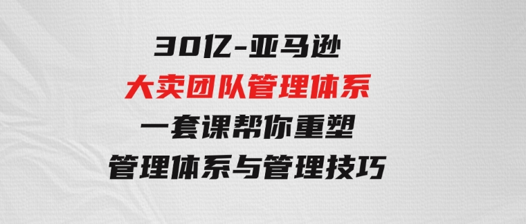 30亿-亚马逊大卖团队管理体系，一套课帮你重塑管理体系与管理技巧-大源资源网