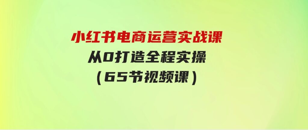 （9724期）小红书电商运营实战课，​从0打造全程实操（65节视频课）-大源资源网