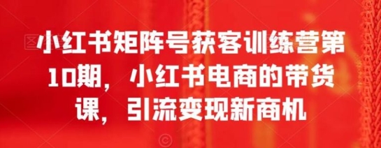 小红书矩阵号获客训练营第10期，小红书电商的带货课，引流变现新商机-大源资源网