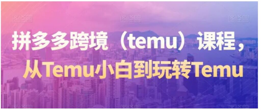 拼多多跨境课程，从Temu小白到玩转Temu-大源资源网