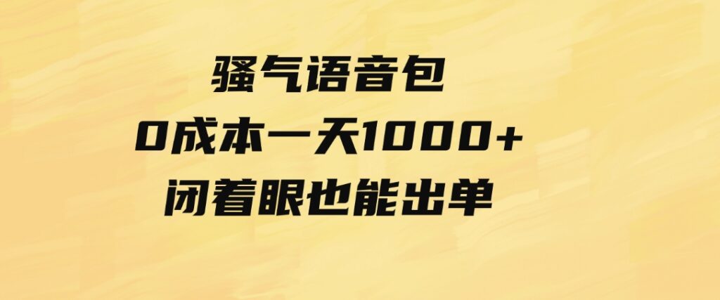 （9517期）骚气语音包，0成本一天1000+闭着眼也能出单-大源资源网